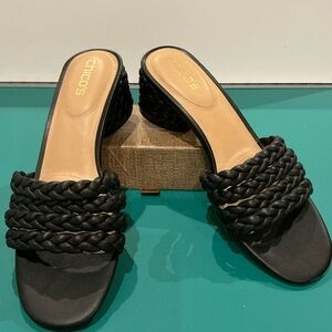 Chico's Leather Black Braided Mules Size 10